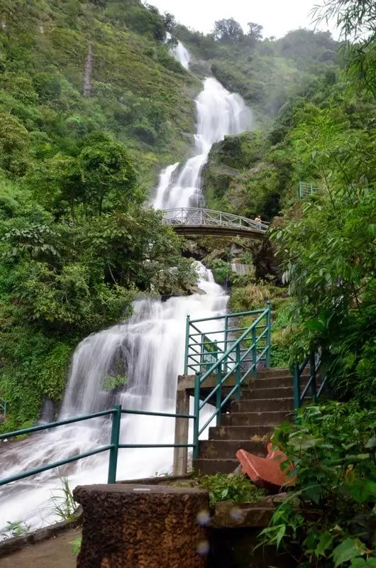 Silver Waterfall cascade over green mountains Sapa